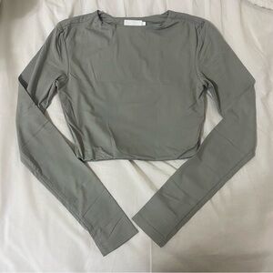 Meshki Sage Green Long Sleeve Crop Top